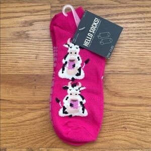 NWT Women’s Cow Drinking Coffee Print Crew Socks